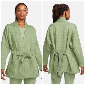 Women’s Nike Yoga Therma-FIT Luxe Jacquard Reversible Wrap Jacket Size XL Green